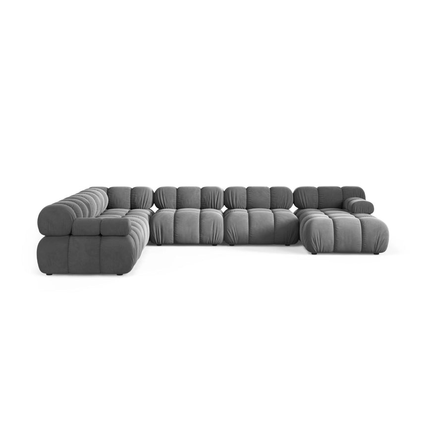 Bellis Modulares 8-Sitzer Panoramasofa, Linke Seite, aus Samt in Hellgrau (Venus 2929), 376x282 cm von Micadoni – Bild 2