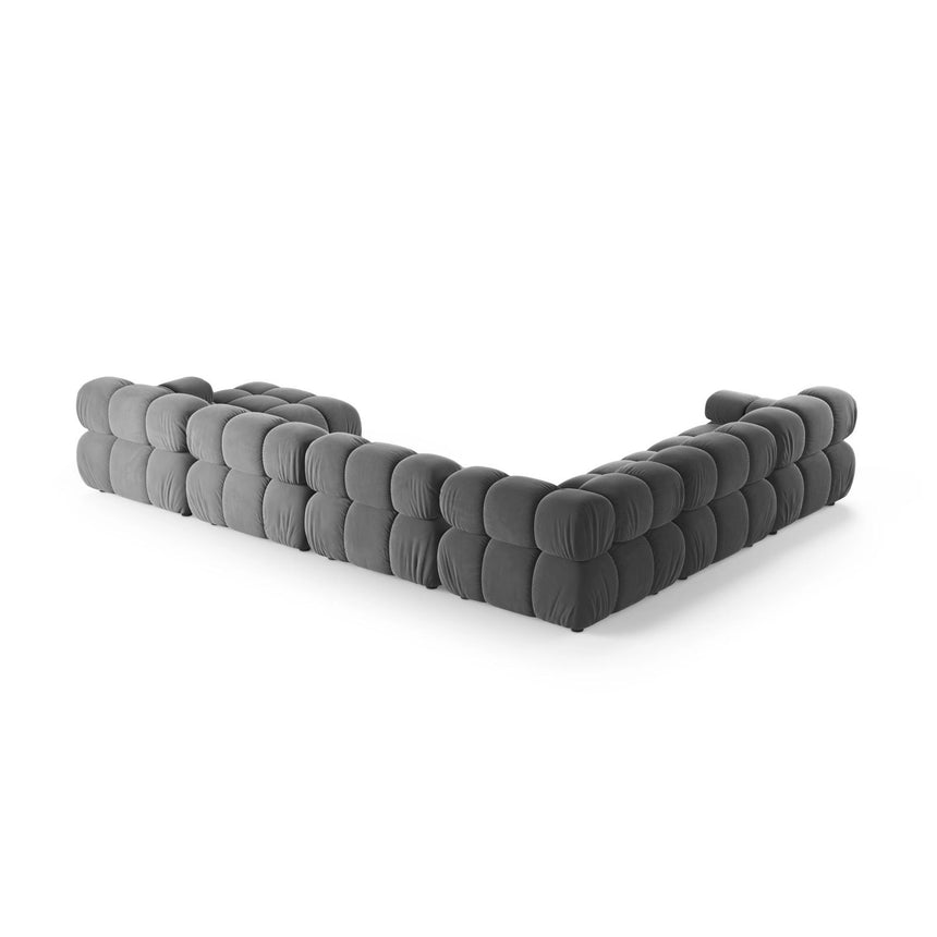 Bellis Modulares 8-Sitzer Panoramasofa, Linke Seite, aus Samt in Hellgrau (Venus 2929), 376x282 cm von Micadoni – Bild 3