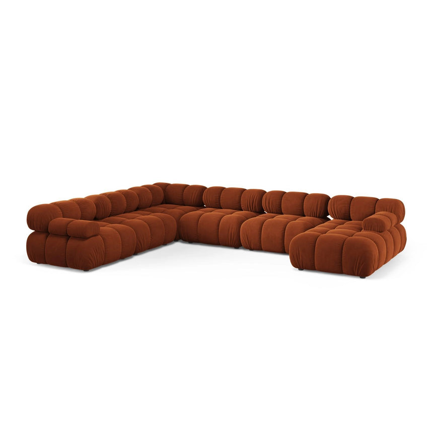 Bellis Modulares 8-Sitzer Panoramasofa, Linke Seite, aus Samt in Terrakotta (Bluvel 4215), 376x282 cm von Micadoni – Bild 1