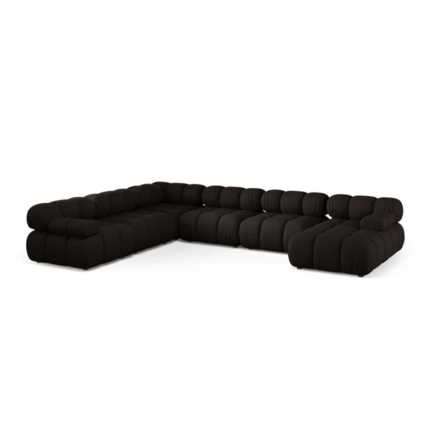 Bellis Modulares 8-Sitzer Panoramasofa, Linke Seite, aus Strukturierter Stoff in Schwarz (Liberty 22), 376x282 cm von Micadoni – Bild 1