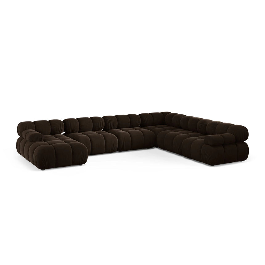 Bellis Modulares 8-Sitzer Panoramasofa, Rechte Seite, aus Samt in Dunkelbraun (Bluvel 48), 376x282 cm von Micadoni – Bild 1