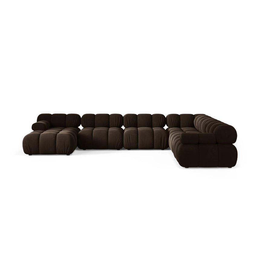 Bellis Modulares 8-Sitzer Panoramasofa, Rechte Seite, aus Samt in Dunkelbraun (Bluvel 48), 376x282 cm von Micadoni – Bild 2