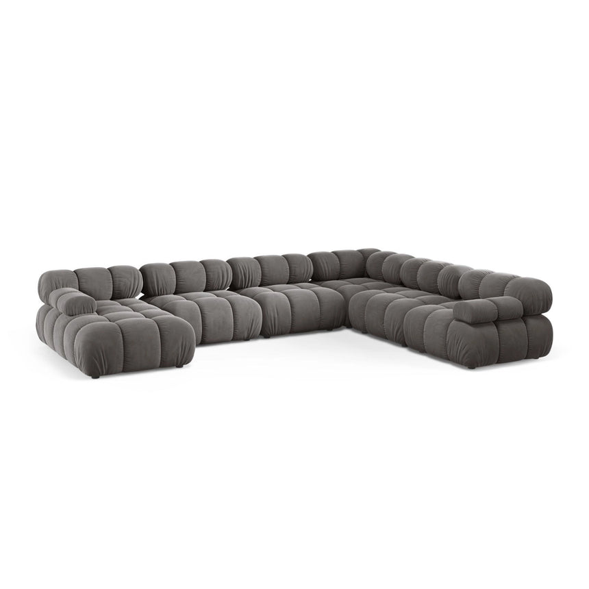 Bellis Modulares 8-Sitzer Panoramasofa, Rechte Seite, aus Samt in Hellgrau (Bluvel 13), 376x282 cm von Micadoni – Bild 1