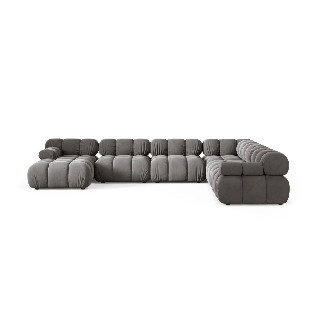 Bellis Modulares 8-Sitzer Panoramasofa, Rechte Seite, aus Samt in Hellgrau (Bluvel 13), 376x282 cm von Micadoni – Bild 2