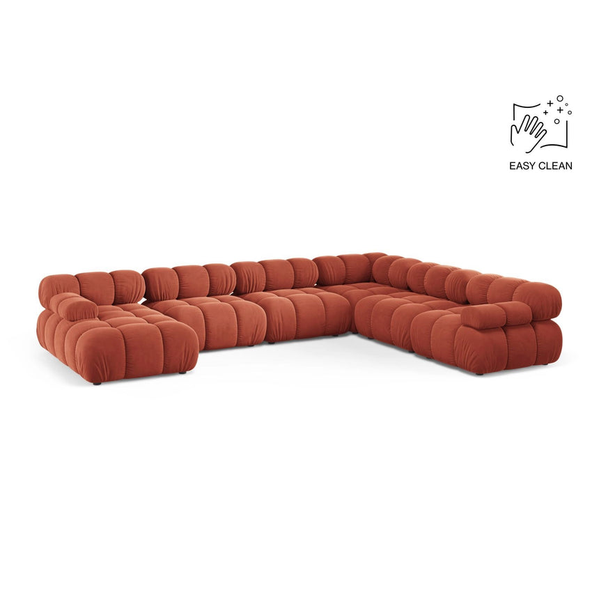 Bellis Modulares 8-Sitzer Panoramasofa, Rechte Seite, aus Samt in Koralle (Venus 2933), 376x282 cm von Micadoni – Bild 1