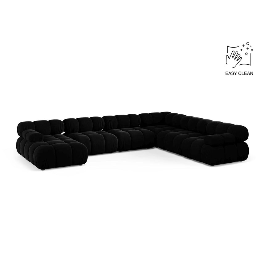 Bellis Modulares 8-Sitzer Panoramasofa, Rechte Seite, aus Samt in Schwarz (Venus 2923), 376x282 cm von Micadoni – Bild 1