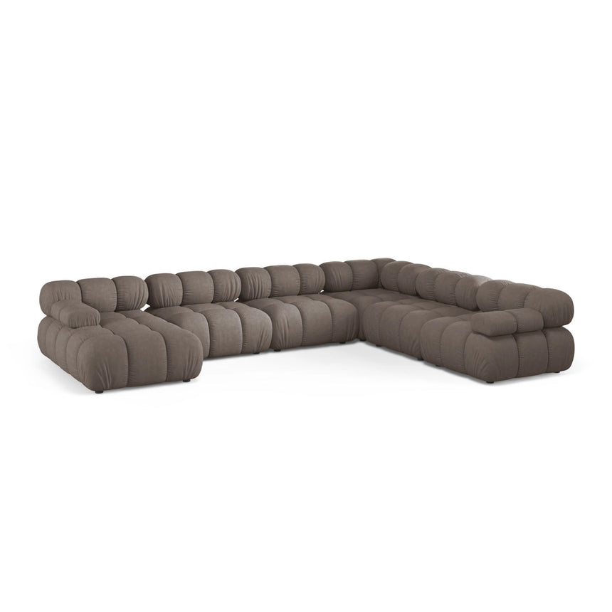 Bellis Modulares 8-Sitzer Panoramasofa, Rechte Seite, aus Strukturierter Stoff in Cappuccino (Liberty 5), 376x282 cm von Micadoni – Bild 1