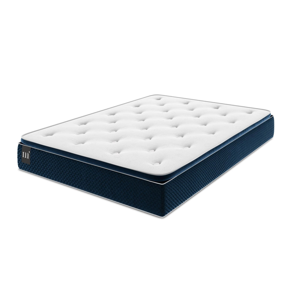 Beni Matratze mit Taschenfederkern aus Strukturierter Stoff in Weiß und blau, 200x160 cm von Micadoni – Produktbild 1