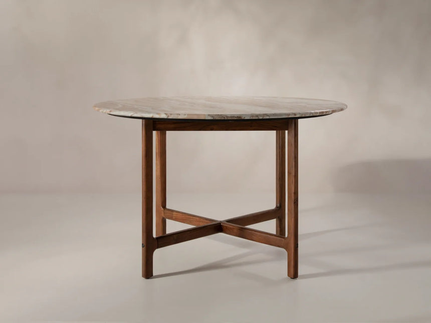 Bia Esstisch aus Akazienholz mit Marmorplatte Hellbraun, 120x120x76 cm von Micadoni – Produktbild 2