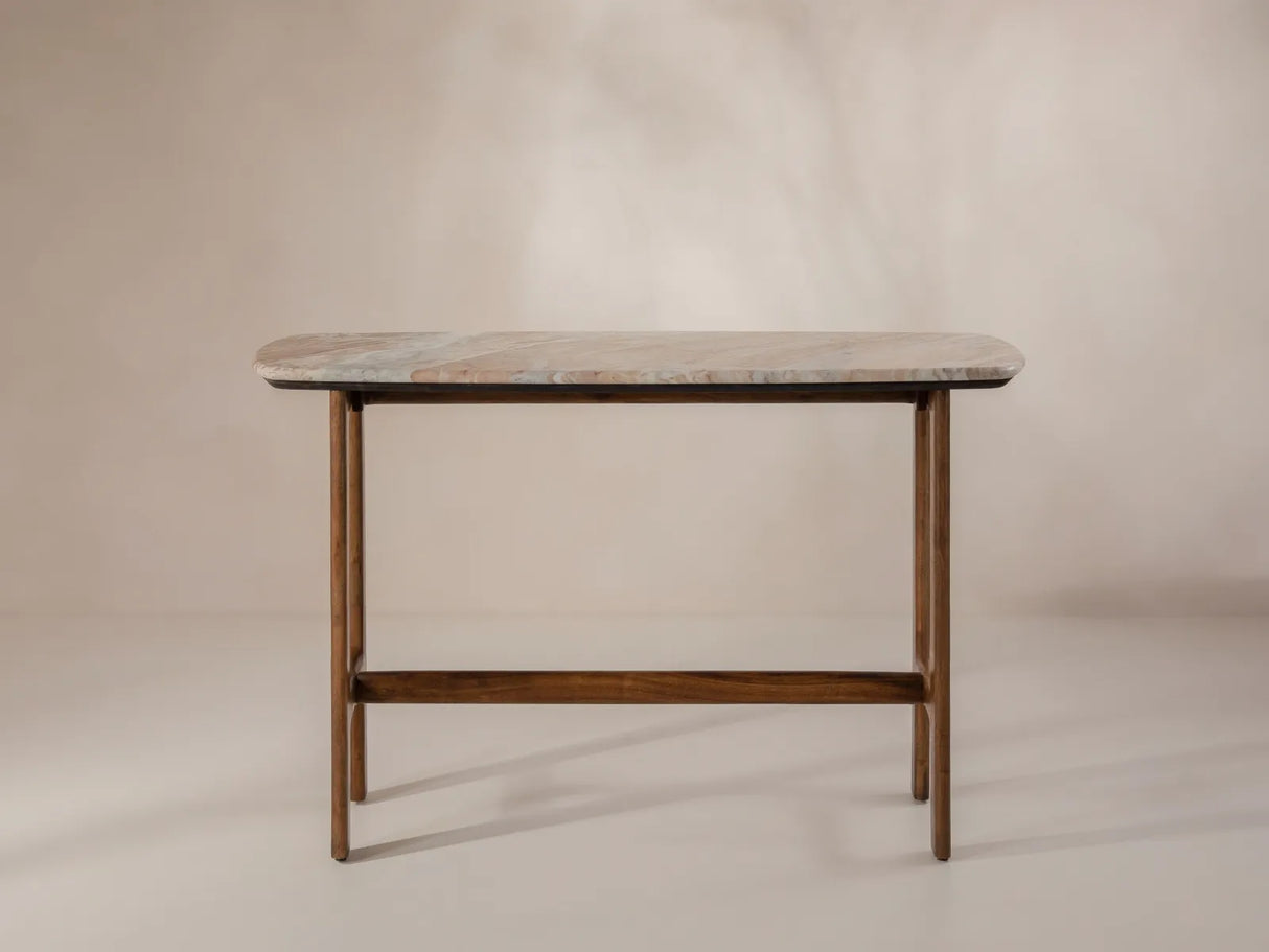 Bia Konsolentisch aus Akazienholz mit Marmorplatte Hellbraun, 120x45x76 cm von Micadoni – Produktbild 2