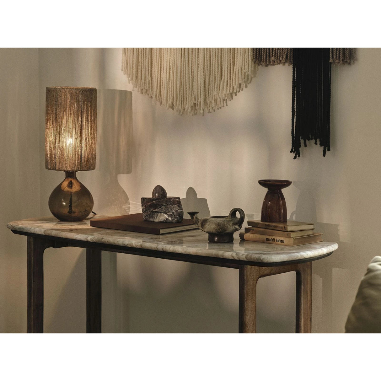 Bia Konsolentisch aus Akazienholz mit Marmorplatte Hellbraun, 120x45x76 cm von Micadoni – Produktbild 3