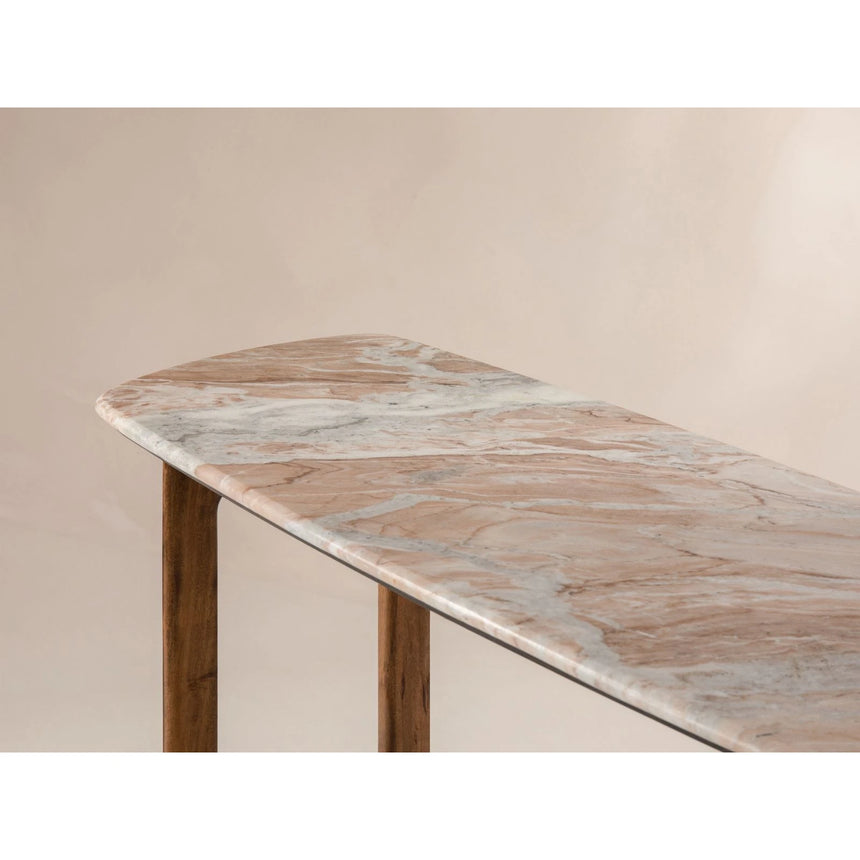 Bia Konsolentisch aus Akazienholz mit Marmorplatte Hellbraun, 120x45x76 cm von Micadoni – Produktbild 4