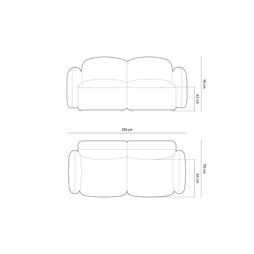 Blair 2-Sitzer Sofa aus Chenille in Hellblau (Eden 15 Pacific), 194x95 cm von Micadoni – Bild 2