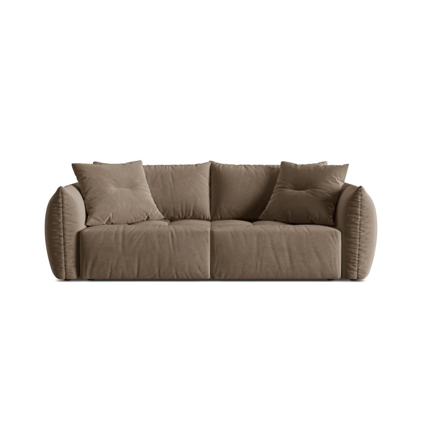 Bloom 3-Sitzer Sofa mit Schlaffunktion und Bettkasten aus Samt in Hellbraun (Casino Taupe), 250x108 cm von Micadoni – Bild 1