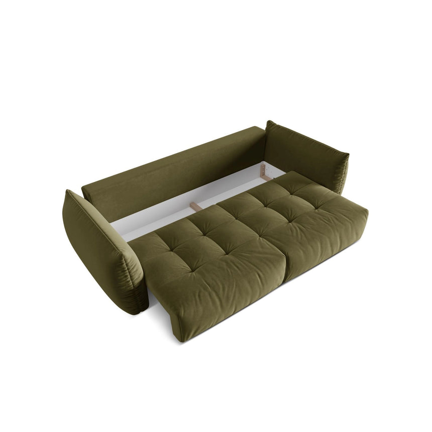 Bloom 3-Sitzer Sofa mit Schlaffunktion und Bettkasten aus Samt in Light Green (Casino Forest), 250x108 cm von Micadoni – Bild 6