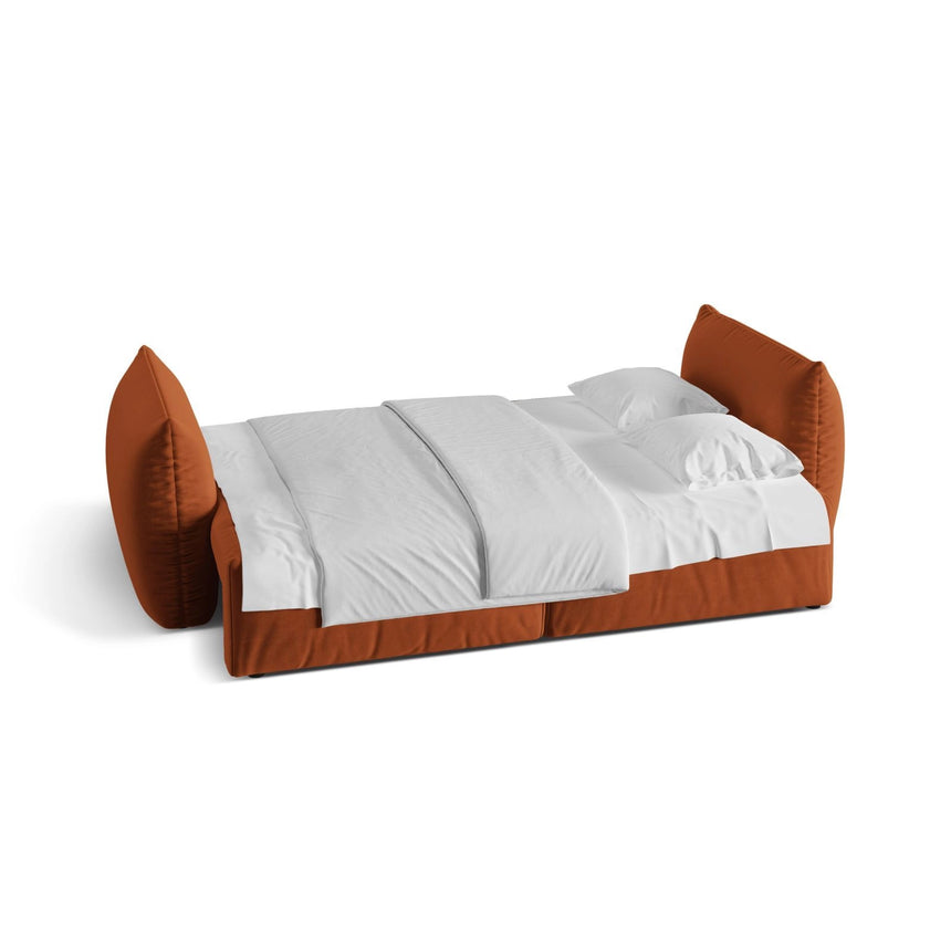 Bloom 3-Sitzer Sofa mit Schlaffunktion und Bettkasten aus Samt in Terrakotta (Casino Terracota), 250x108 cm von Micadoni – Bild 4