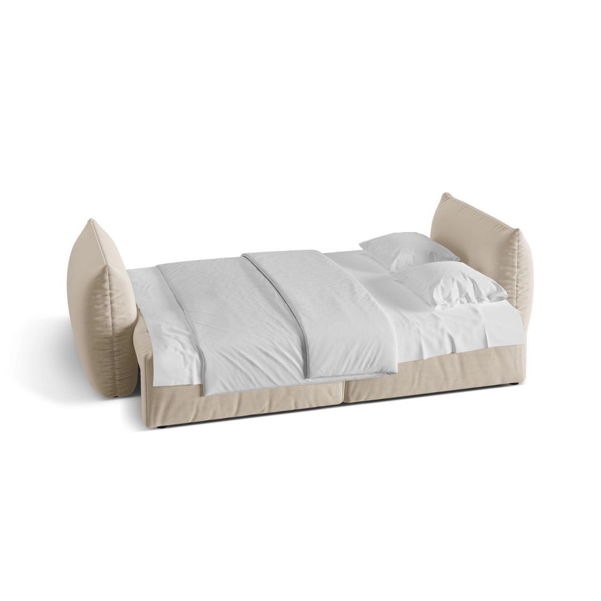 Bloom 3-Sitzer Sofa mit Schlaffunktion und Bettkasten aus Samt oder Strukturstoff, 250x108 cm von Micadoni – Bild 4