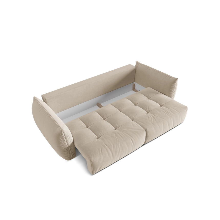 Bloom 3-Sitzer Sofa mit Schlaffunktion und Bettkasten aus Samt oder Strukturstoff, 250x108 cm von Micadoni – Bild 6