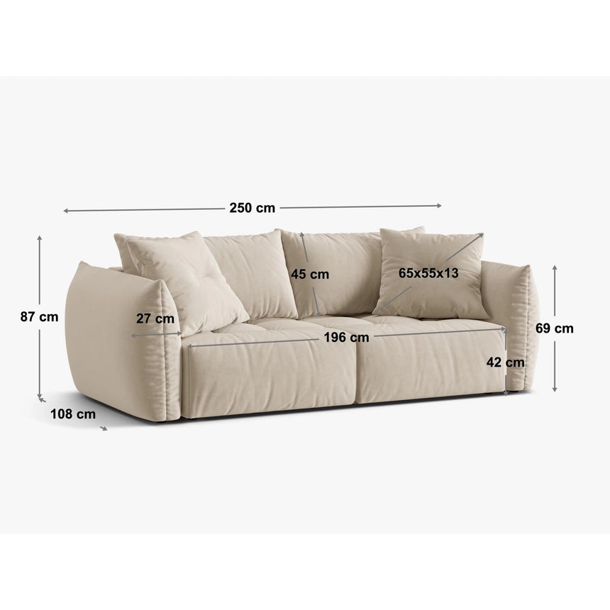 Bloom 3-Sitzer Sofa mit Schlaffunktion und Bettkasten aus Strukturierter Stoff in Hellgrau (Wind 84), 250x108 cm von Micadoni – Bild 2