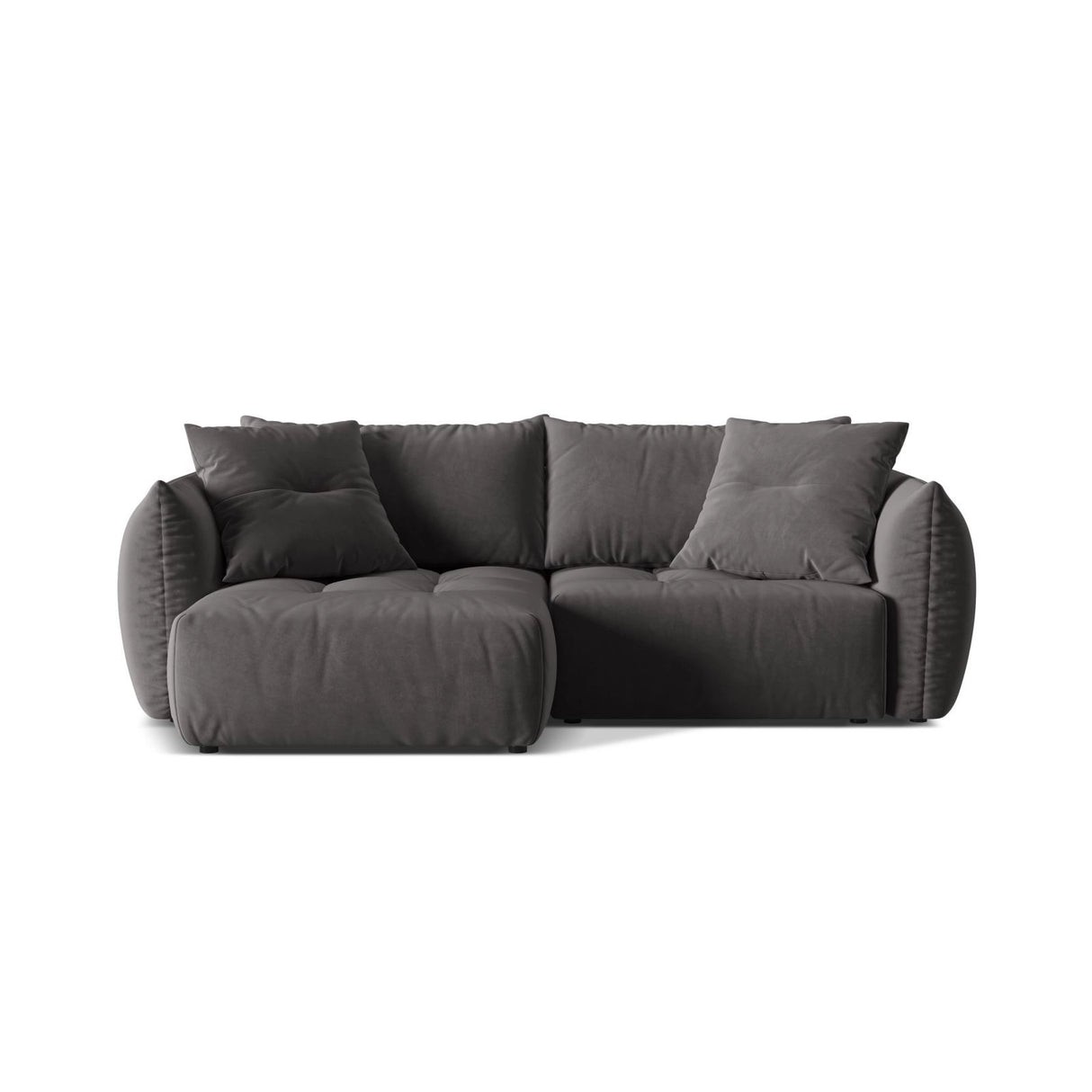 Bloom Modulares 3-Sitzer Ecksofa mit Schlaffunktion und Bettkasten, Linke Seite, aus Samt in Dunkelgrau (Casino Graphite), 250x152 cm von Micadoni – Bild 1