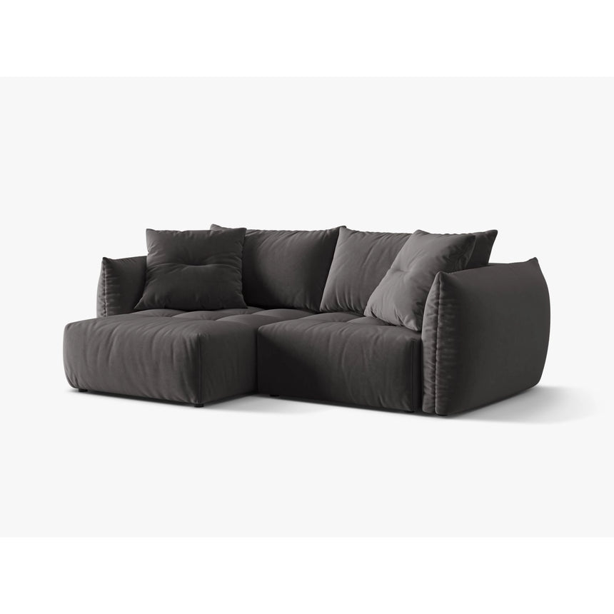 Bloom Modulares 3-Sitzer Ecksofa mit Schlaffunktion und Bettkasten, Linke Seite, aus Samt in Dunkelgrau (Casino Graphite), 250x152 cm von Micadoni – Bild 5
