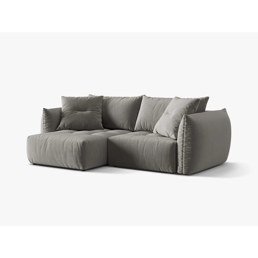 Bloom Modulares 3-Sitzer Ecksofa mit Schlaffunktion und Bettkasten, Linke Seite, aus Samt in Grau (Casino Stone), 250x152 cm von Micadoni – Bild 5
