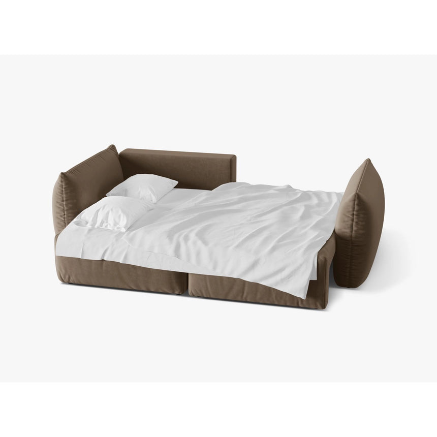 Bloom Modulares 3-Sitzer Ecksofa mit Schlaffunktion und Bettkasten, Linke Seite, aus Samt in Hellbraun (Casino Taupe), 250x152 cm von Micadoni – Bild 4