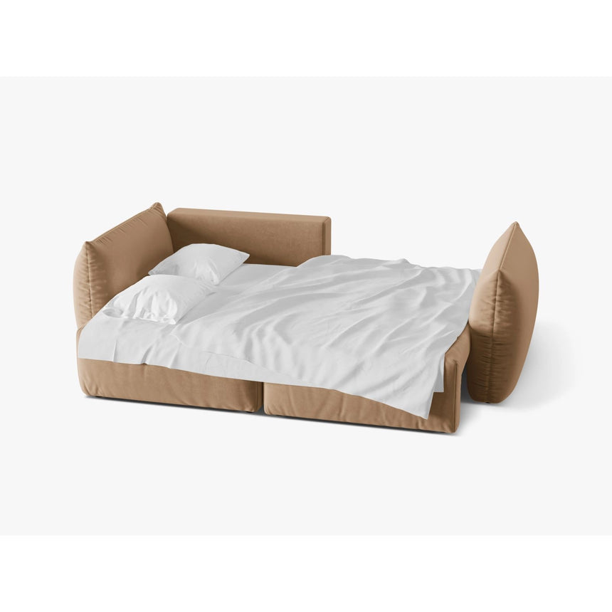 Bloom Modulares 3-Sitzer Ecksofa mit Schlaffunktion und Bettkasten, Linke Seite, aus Samt in Sand (Casino Lion), 250x152 cm von Micadoni – Bild 4