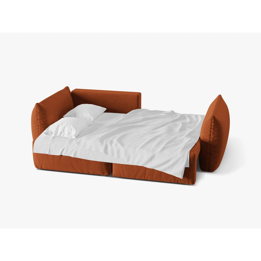 Bloom Modulares 3-Sitzer Ecksofa mit Schlaffunktion und Bettkasten, Linke Seite, aus Samt in Terrakotta (Casino Terracota), 250x152 cm von Micadoni – Bild 4