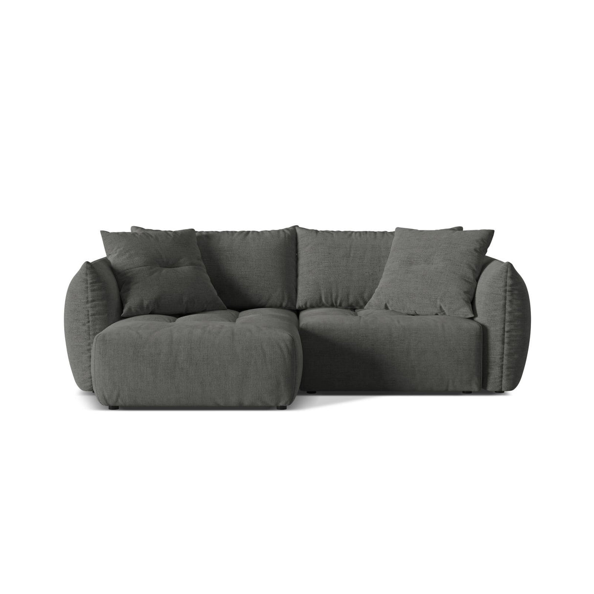 Bloom Modulares 3-Sitzer Ecksofa mit Schlaffunktion und Bettkasten, Linke Seite, aus Strukturierter Stoff in Dunkelgrau (Wind 89), 250x152 cm von Micadoni – Bild 1