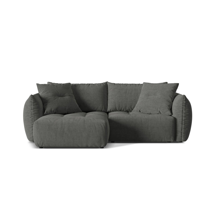 Bloom Modulares 3-Sitzer Ecksofa mit Schlaffunktion und Bettkasten, Linke Seite, aus Strukturierter Stoff in Dunkelgrau (Wind 89), 250x152 cm von Micadoni – Bild 1