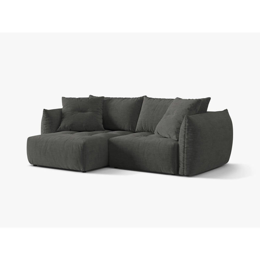 Bloom Modulares 3-Sitzer Ecksofa mit Schlaffunktion und Bettkasten, Linke Seite, aus Strukturierter Stoff in Dunkelgrau (Wind 89), 250x152 cm von Micadoni – Bild 4