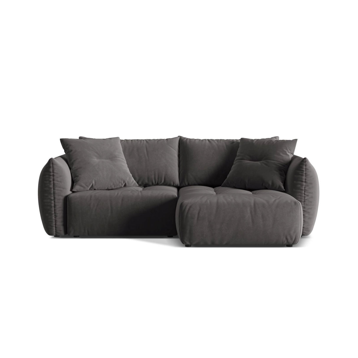 Bloom Modulares 3-Sitzer Ecksofa mit Schlaffunktion und Bettkasten, Rechte Seite, aus Samt in Dunkelgrau (Casino Graphite), 250x152 cm von Micadoni – Bild 1
