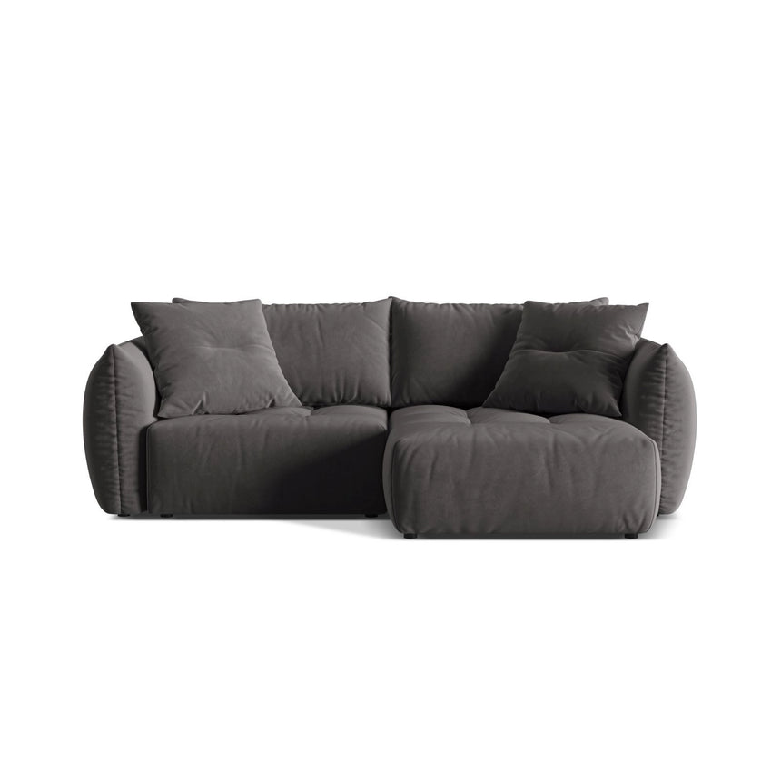 Bloom Modulares 3-Sitzer Ecksofa mit Schlaffunktion und Bettkasten, Rechte Seite, aus Samt in Dunkelgrau (Casino Graphite), 250x152 cm von Micadoni – Bild 1
