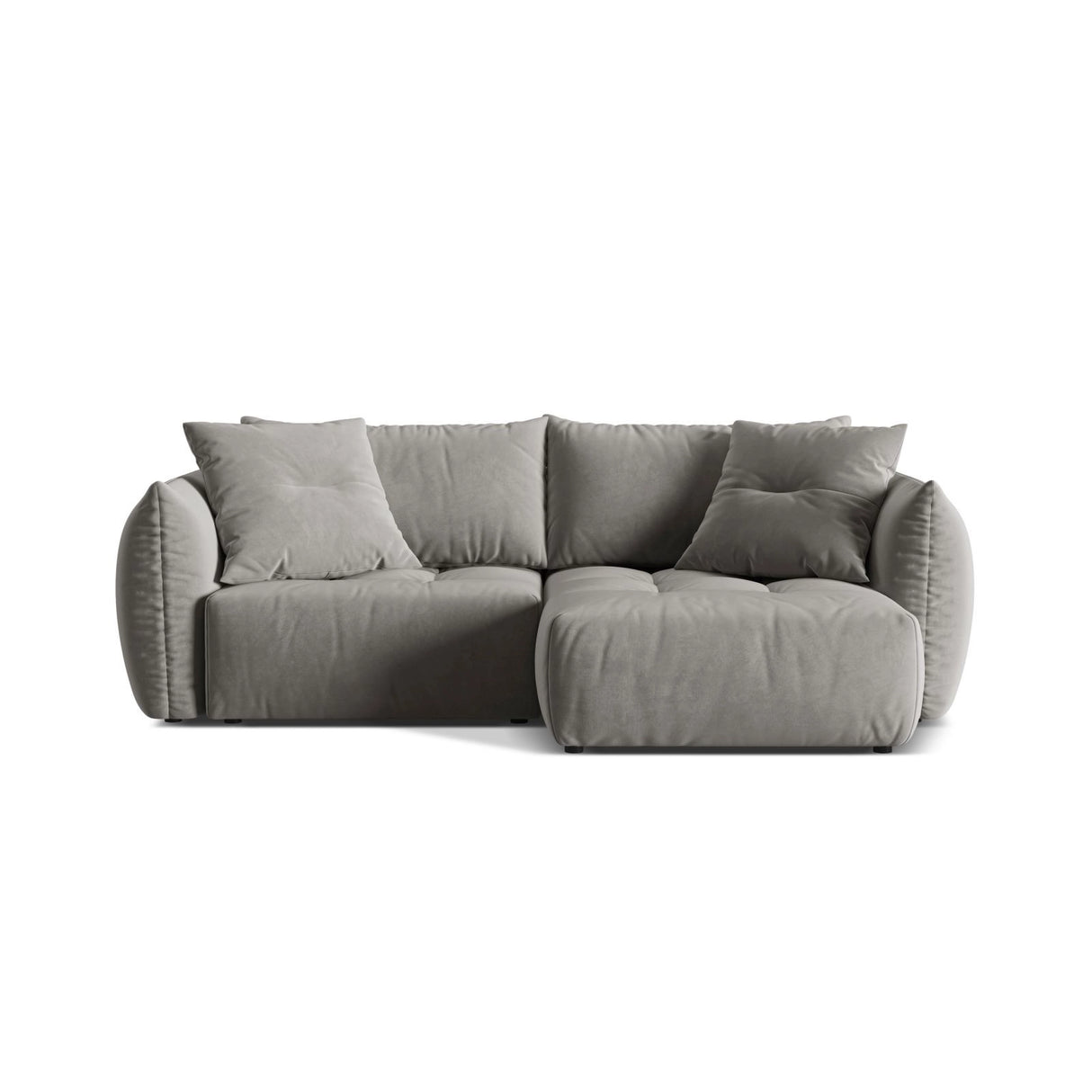 Bloom Modulares 3-Sitzer Ecksofa mit Schlaffunktion und Bettkasten, Rechte Seite, aus Samt in Grau (Casino Stone), 250x152 cm von Micadoni – Bild 1