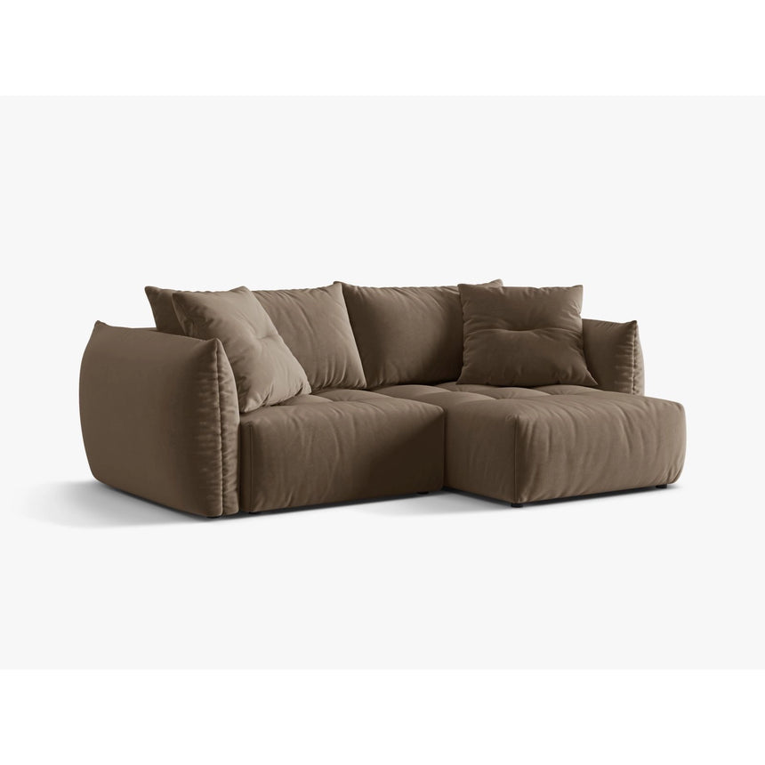 Bloom Modulares 3-Sitzer Ecksofa mit Schlaffunktion und Bettkasten, Rechte Seite, aus Samt in Hellbraun (Casino Taupe), 250x152 cm von Micadoni – Bild 5