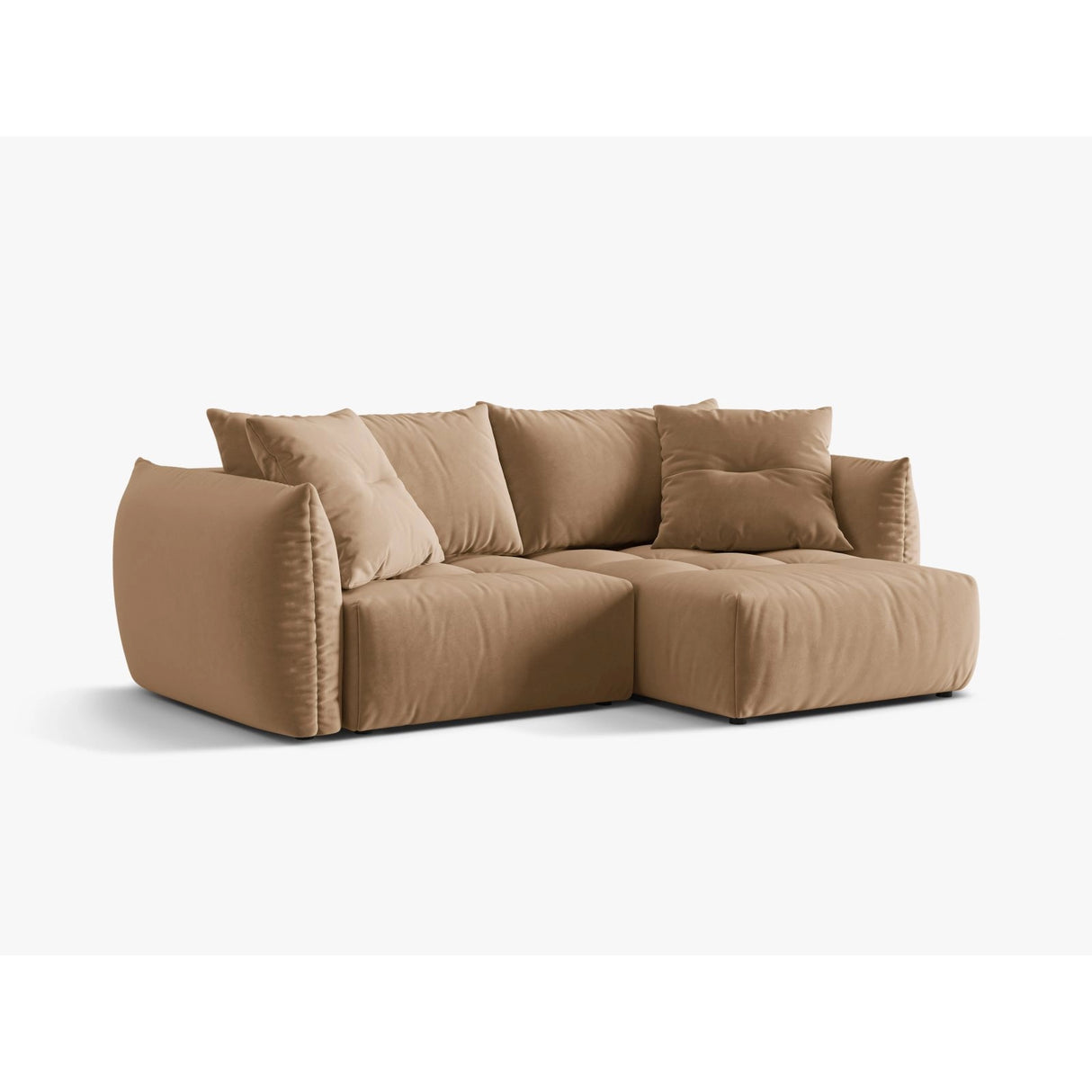 Bloom Modulares 3-Sitzer Ecksofa mit Schlaffunktion und Bettkasten, Rechte Seite, aus Samt in Sand (Casino Lion), 250x152 cm von Micadoni – Bild 5