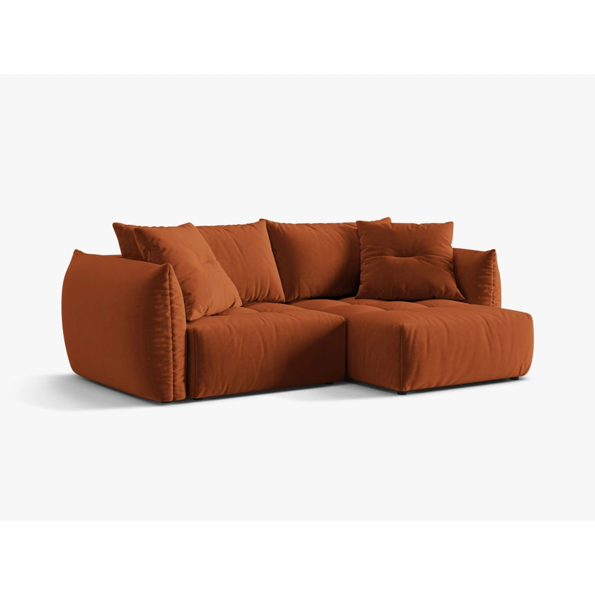 Bloom Modulares 3-Sitzer Ecksofa mit Schlaffunktion und Bettkasten, Rechte Seite, aus Samt in Terrakotta (Casino Terracota), 250x152 cm von Micadoni – Bild 5