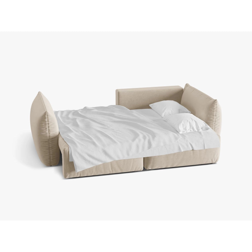 Bloom Modulares 3-Sitzer Ecksofa mit Schlaffunktion und Bettkasten, Rechte Seite, aus Samt oder Strukturstoff, 250x152 cm von Micadoni – Bild 4