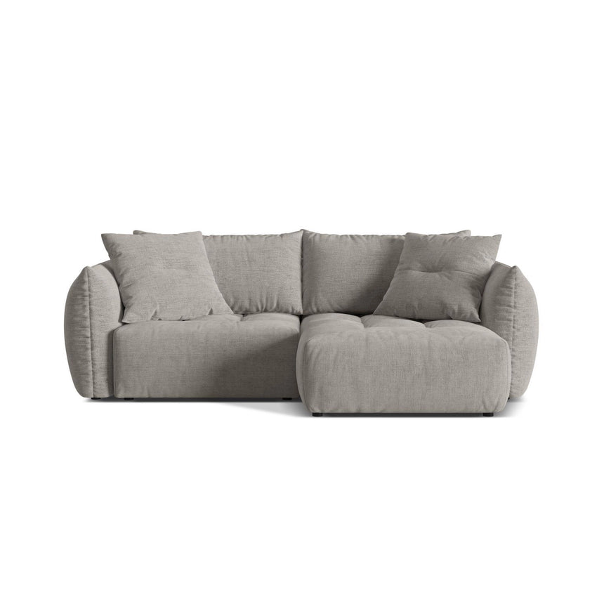 Bloom Modulares 3-Sitzer Ecksofa mit Schlaffunktion und Bettkasten, Rechte Seite, aus Strukturierter Stoff in Hellgrau (Wind 84), 250x152 cm von Micadoni – Bild 1