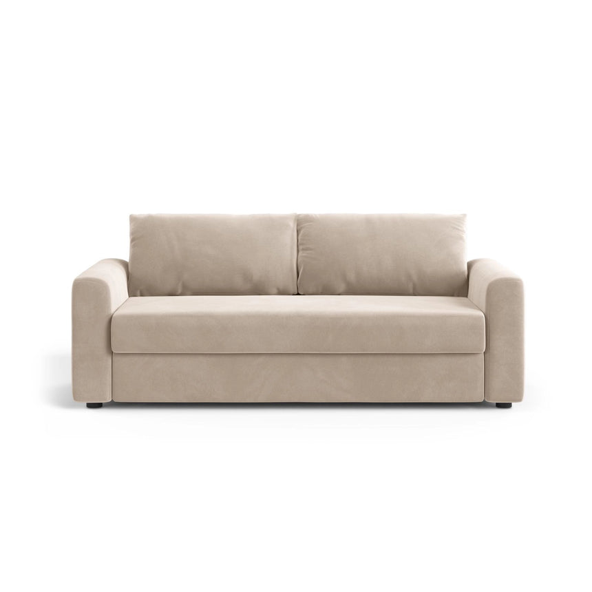 David 3-Sitzer Schlafsofa, umbaubar mit Express-System, aus Samt in Beige (Salvador 1), 194x97 cm von Micadoni – Bild 1