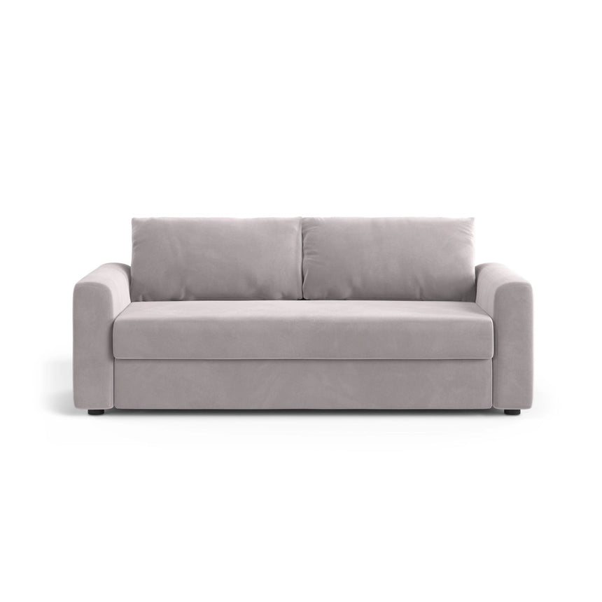 David 3-Sitzer Schlafsofa, umbaubar mit Express-System, aus Samt in Hellgrau (Salvador 16), 194x97 cm von Micadoni – Bild 1