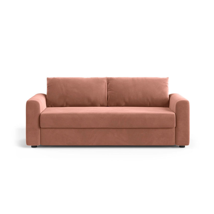 David 3-Sitzer Schlafsofa, umbaubar mit Express-System, aus Samt in Rosa (Salvador 11), 194x97 cm von Micadoni – Bild 1