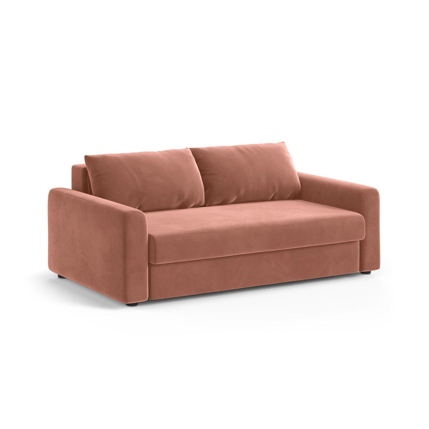 David 3-Sitzer Schlafsofa, umbaubar mit Express-System, aus Samt in Rosa (Salvador 11), 194x97 cm von Micadoni – Bild 3