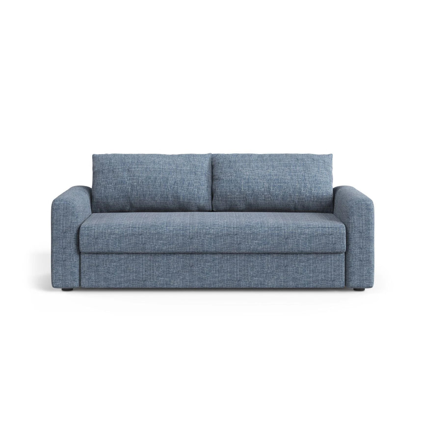 David 3-Sitzer Schlafsofa, umbaubar mit Express-System, aus Strukturierter Stoff in Blaue melange (Baltimore Marine), 194x97 cm von Micadoni – Bild 1