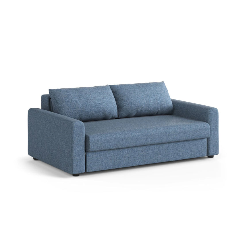 David 3-Sitzer Schlafsofa, umbaubar mit Express-System, aus Strukturierter Stoff in Dunkelblau (BABEL BLUE), 194x97 cm von Micadoni – Bild 3
