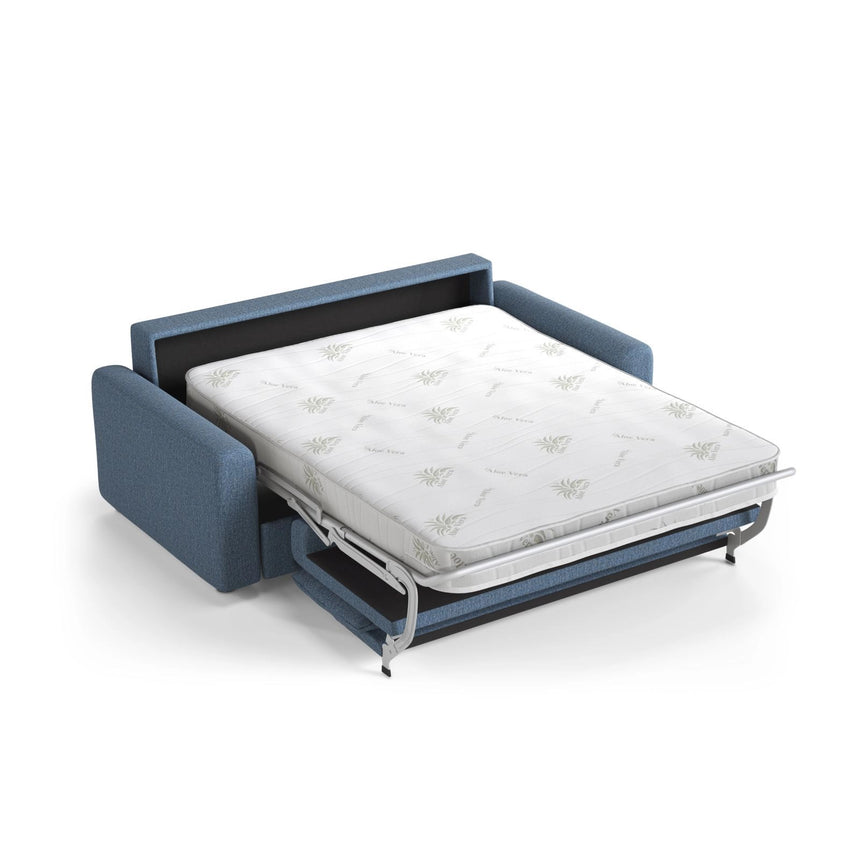 David 3-Sitzer Schlafsofa, umbaubar mit Express-System, aus Strukturierter Stoff in Dunkelblau (BABEL BLUE), 194x97 cm von Micadoni – Bild 4