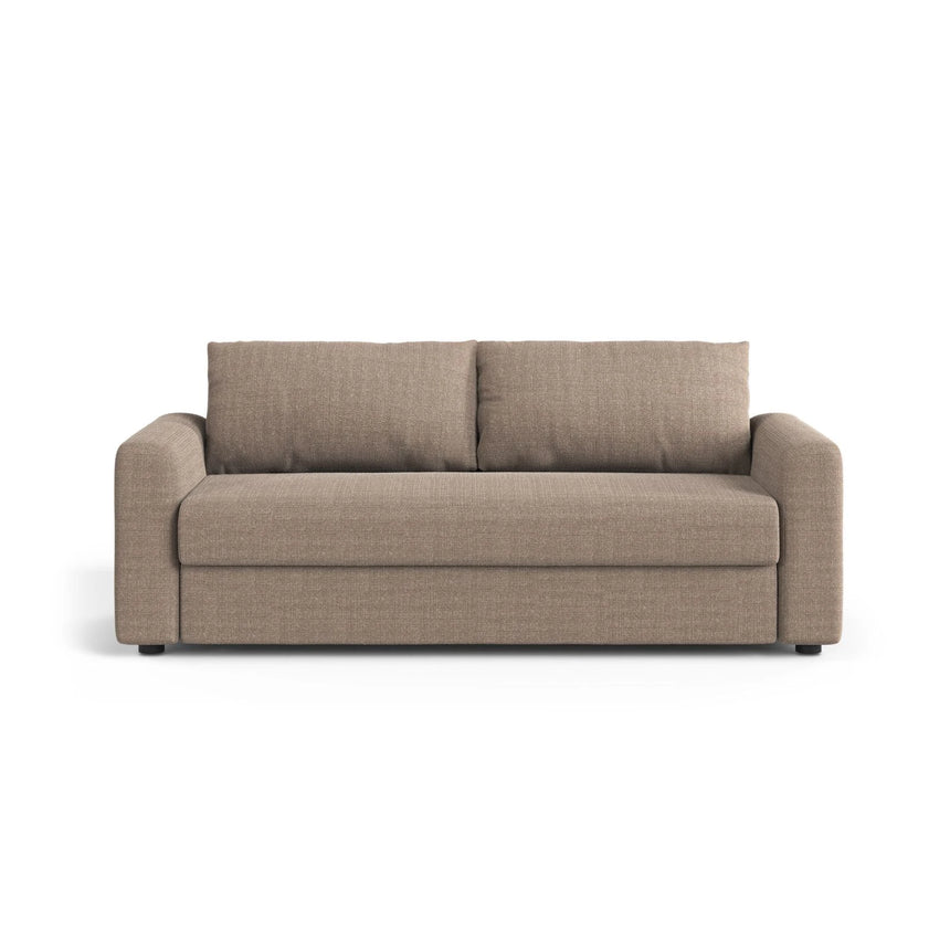 David 3-Sitzer Schlafsofa, umbaubar mit Express-System, aus Strukturierter Stoff in Hellbraun (BABEL TAUPE), 194x97 cm von Micadoni – Bild 1