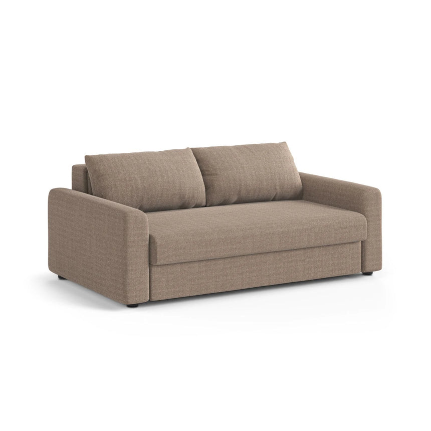 David 3-Sitzer Schlafsofa, umbaubar mit Express-System, aus Strukturierter Stoff in Hellbraun (BABEL TAUPE), 194x97 cm von Micadoni – Bild 3