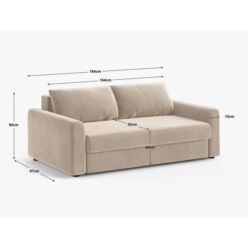 David 3-Sitzer Schlafsofa, umbaubar mit Express-System, aus Strukturierter Stoff in Hellgrau (BABEL LIGHT GREY), 194x97 cm von Micadoni – Bild 2